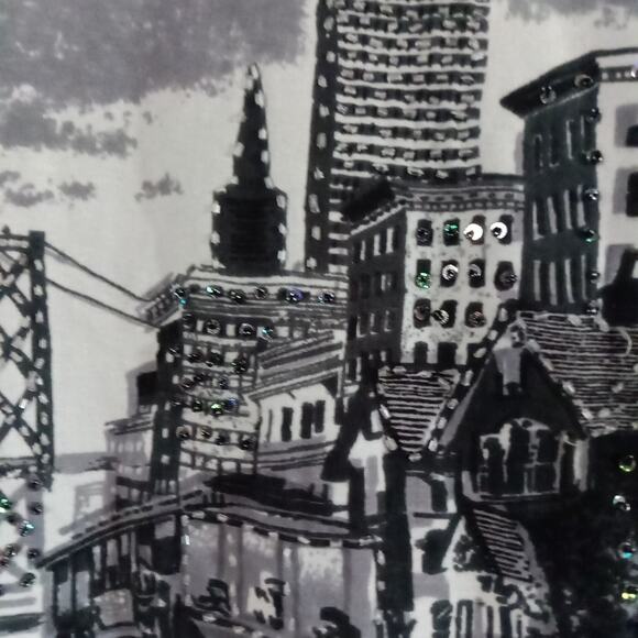 Take Two Clothing Vintage T-shirt City Scape Graphic Artsy Y2K LARGE 3/4 Sleeves - Picture 6 of 6